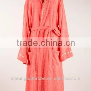 100% Cotton Terry Red Adult Bathrobe thumbnail-1