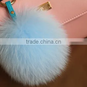 2016/2017 Fluffy 13cm Colorful Fox Fur Pom Poms for Beanie Hats/with Keychain thumbnail-5