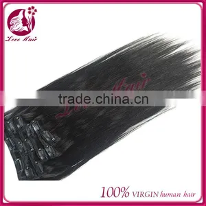 Highest Feedback Wholesale In Stock Straight Unprocessed 100% Chinese Hair Clips Hair Extensions thumbnail-3