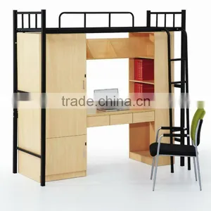 2012 Hot-sales Modern Melamine and Stainless Steel Frame Student Dormitory Furniture Single Bed thumbnail-1