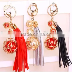 New Style PU Leather Pearl Tassel Keychain Fashion Bag Keychains For Man And Woman Gift Jewelry thumbnail-3