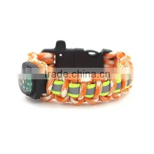 New Reflective Paracord Bracelet With Fire Starter and Compass thumbnail-1