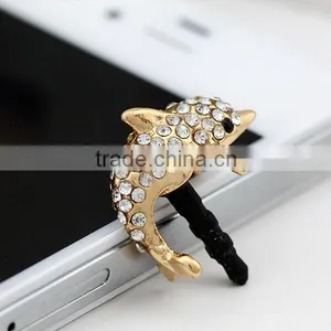 Cute Enamel Rhinestone Embellished Dolphin Phone Earphone Dust Plug thumbnail-3