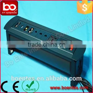 Conference Table Socket for Aluminum Silver Desktop Manual Rotating Power Socket With Switch thumbnail-1