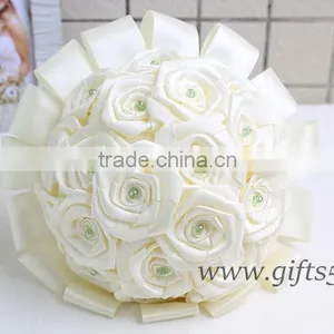 2016 Latest Handmade Wedding Flower Bouquet With Crystals thumbnail-1