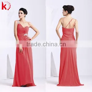 Gorgeous UK Fashion One Shoulder Wedding Prom Dress Red Chiffon Sexy Expensive Evening Dresses thumbnail-1