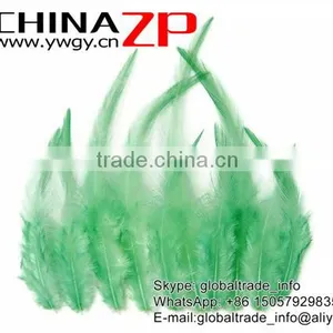 Top Supplier ZPDECOR Wholesale Good Quality Cheap Dyed Aqua Chicken Rooster Saddle Feathers for Show thumbnail-1