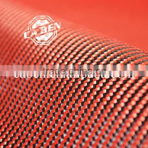 Hgih End 3k Twill Weave Pure Aramid Fiber Fabric Black and Red Hybird Cloths for Sale thumbnail-5