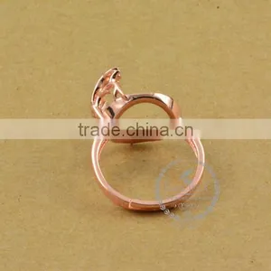 14mm 925 Sterling Silver Rose Gold Flower Branch Round Bezel Ring Base Blank Supplies DIY Findings 1216002 thumbnail-4