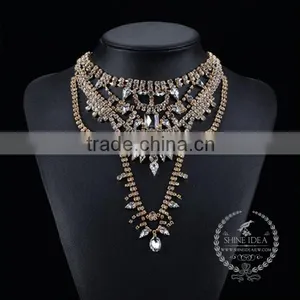 High Quality Vintage Rhinestone Chunky Statement Necklace Tin Alloy Fashion Women Pendant Necklace 6390061 thumbnail-2