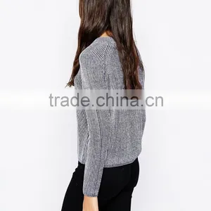 High Fashion Design Wool Ribbed Pullover Cashmere Sweater Pullover thumbnail-2