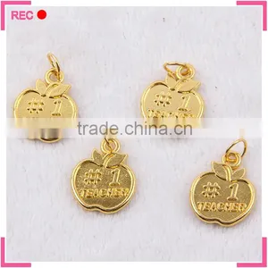 Custom Imitation Gold Charms Manufacturer, Apple Shaped Engraved Pendants thumbnail-1