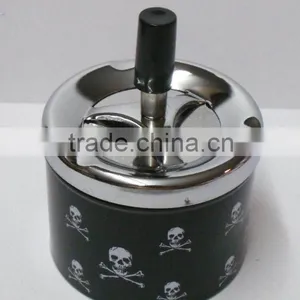 Round Metal Ashtray With Spin Tray thumbnail-1