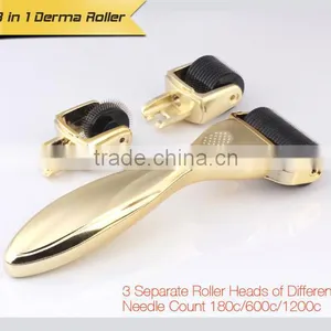White 3 IN 1 Derma Roller Kit With 3 Separate Heads 180c/600c/1200c for Eyes+Face+Body thumbnail-2