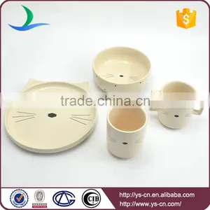 Modern Cat Decal Design Matt Ceramic Wedding Dinnerware Sets thumbnail-2