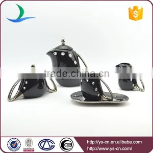 Silver Electroplate Ceramic Turkish Tea Set With Acrylic Stone thumbnail-1
