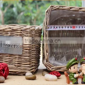 100%Handmade Unique Wicker Plastic Lined Plant Basket Wicker Garden Pot for Sale Plant Pot Cheap Plant Pot thumbnail-1