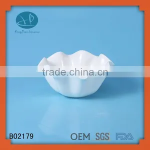 Unique Shape White Ceramic Bowl,flower Shaped Ceramic Cereal Bowl,unique Ceramic Wave Shape Ceramic Bowl thumbnail-1