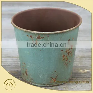 Hot Sale Autumn Round Metal Planter, Metal Flower Pot for Home Decor thumbnail-1