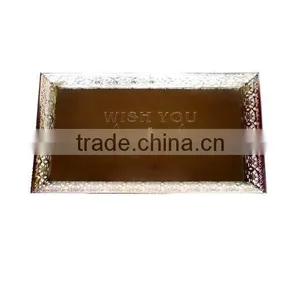 Silver Color Metal Etched Gift Serving Tray thumbnail-1