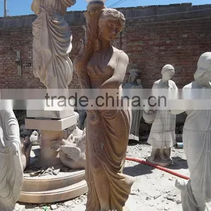 European Style Marble Garden Lady With Lamp Sculpture thumbnail-3