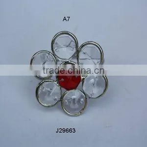 Red and Clear Glass Crystal Diamond Napkin Rings Available in Other Colours thumbnail-1