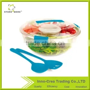 Transparent Plastic Salad Bowl With Lid thumbnail-1