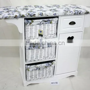 Furniture Woven Basket Cabinet With Ironing Board thumbnail-5