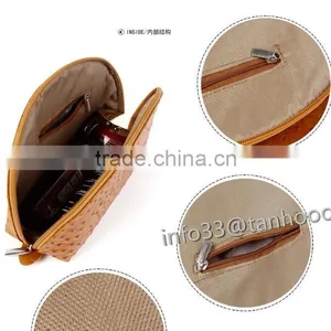 Women's Cosmetic Bag Colorfull Fashion Ostrich Grain Leather Make-up Bag Manufacturer thumbnail-3