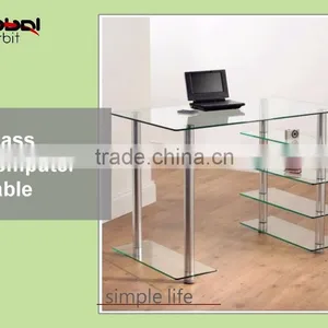 PC Computer Desk Office Furniture Metal Study Desk Glass Computer Table thumbnail-2