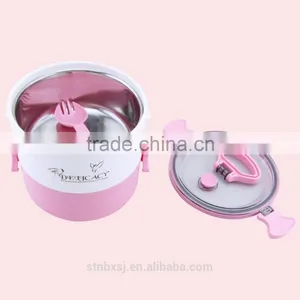 1.8L New Stainless Steel TwoLayer Round Shape Heated Bento Lunch Box thumbnail-3