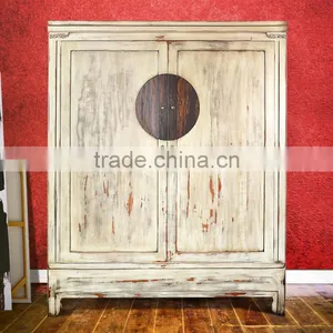 Cabinet Wardrobe Oriental 2 Doors White Antique Mahogany Wood Furniture, Wooden Furniture Japan Style thumbnail-1