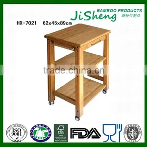 Bamboo Dining Cart With Four Movable Feet thumbnail-1
