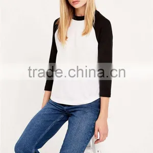 Crew Neck Wholesale 3/4sleeve Blank t Shirt Ringer t Shirt thumbnail-1