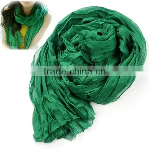 Women's Long Crinkle Scarf Wraps Soft Shawl Stole Pure Color Wholesale Scarf 7589 thumbnail-3