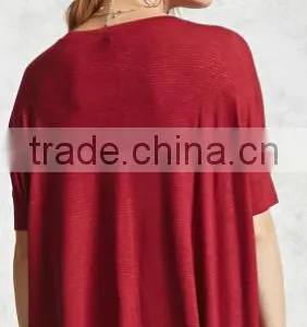 2017 Women Batwing Sleeve Fashion High Quality Tshirt Scoop Neck Printed Bulk Tshirt thumbnail-2