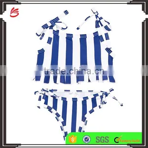 2017 New Style Kids Infant Custom Blue and White Stripe Swimsuit Children Bikini for Little Baby Girls Swimwear thumbnail-1