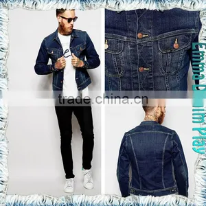 Fashion Long Sleeve Blue Denim Mens Skirts Casual Coat With Copper Button thumbnail-1
