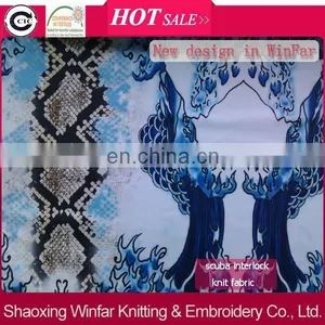 Shaoxing Winfar Textile New Design DTY Polyester Scuba Custom Digital Printing on Knitted Fabric thumbnail-1
