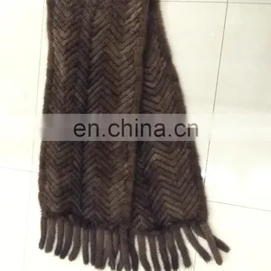 2105 Women Spring Knitted Mink Fur Scarf With Hood / Graceful Shawl for Lady thumbnail-4