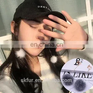 Factory Wholesale High Quality Real Mink Fur Small Ball Earrings for Women thumbnail-5