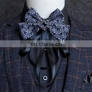 Aidocrystal Mens Fashion Necktie Casual Diamond Check Artificial Cotton Pattern Bow Tie Paisley Skinny Ties thumbnail-1