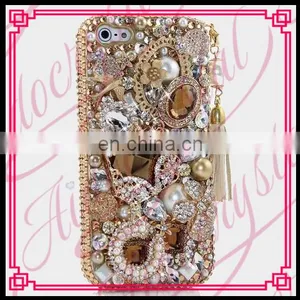 Aidocrystal Hot Sale Gold Luxury Design Rhinestone Crystal Covers Ladies Cell Phone Cases for Iphone 6 Plus thumbnail-1