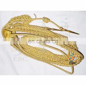 Military Aiguillette, Gold Wire Military Double Tip Uniform Aiguillette, Navy Aiguillette Lanyard, Shoulder Cord thumbnail-5