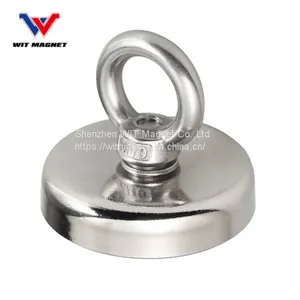 500LBS Pulling Force Magnetic N52 Super Big Round Neodymium Fishing Magnet With M10 Eyebolt Countersunk Hole Diameter 90MM thumbnail-3