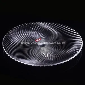 Dia 9.5inch Classical Design Round Glass Plate for Weeding Furit thumbnail-3