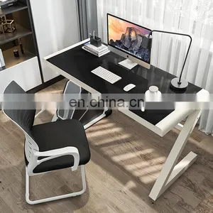 High Quality Simple Toughened Glass Computer Desk Home Learning Z-shaped Leg Design Computer Modern Home Office Desk thumbnail-3