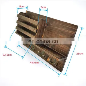 Widely Used 8 Hooks Bamboo Wall Hanging Shelf Coat Hanger Key Holder Decorative Functional Home Decoration thumbnail-5