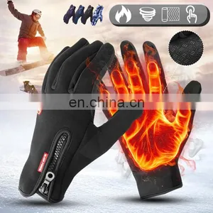 Cheap Waterproof Winter Warm Touch Screen Gloves Other Sports Bicycle Cycling Gloves In Black thumbnail-2