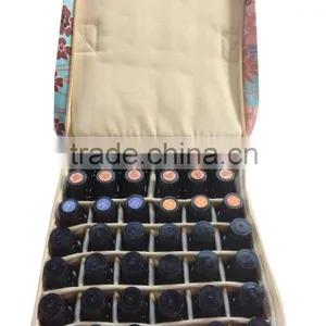 Custom Printed Canvas 42bottles Essential Oils Case, OEM Flower Canvas Essential Oil Carrying Bag Case Hold 15ml/10ml Bottles thumbnail-3